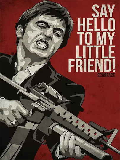 Poster Scarface Mv009 40cm X 50cm Premium Μαύρο Ξύλινο Κάδρο