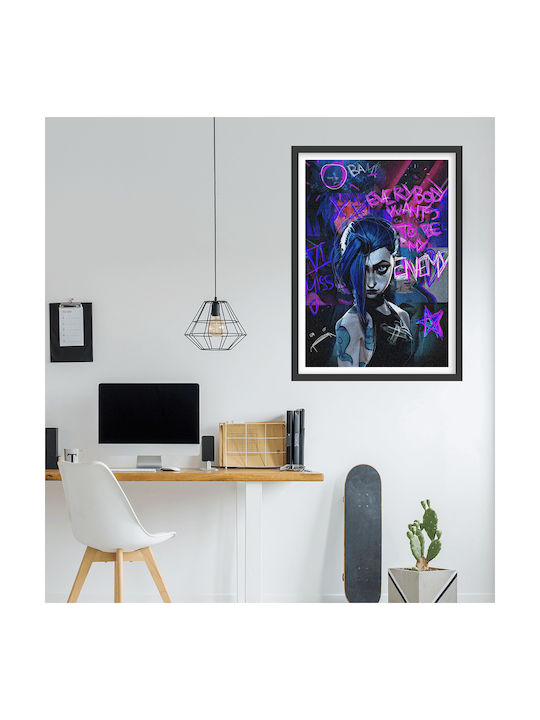 Gaming Poster Jinx Arcane Gm1111 40cm X 50cm Premium Μαύρο Ξύλινο Κάδρο