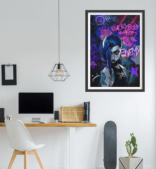 Gaming Poster Jinx Arcane Gm1111 40cm X 50cm Premium Black Wooden Frame