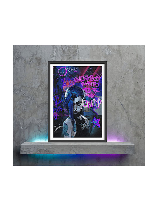 Gaming Poster Jinx Arcane Gm1111 40cm X 50cm Premium Μαύρο Ξύλινο Κάδρο