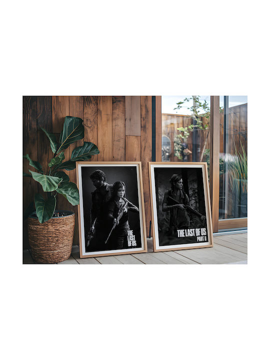 Gaming Poster Last Us Joel & Ellie Gm2391 40cm X 50cm Premium Black Wooden Frame