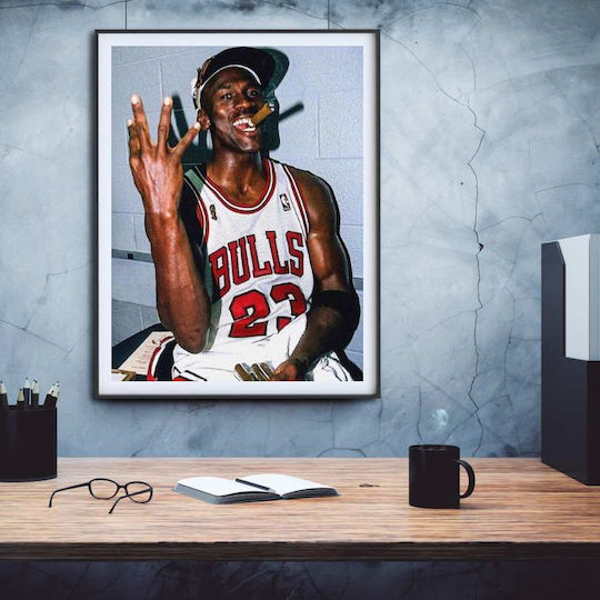 Poster NBA Michael Jordan Kds011a 40cm X 50cm Premium Black Wooden Frame