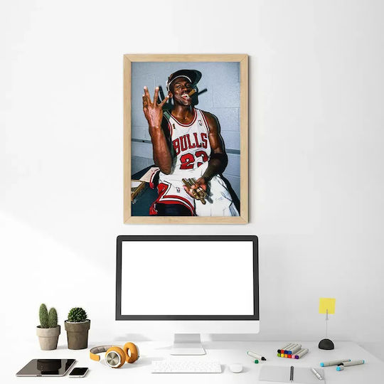 Poster NBA Michael Jordan Kds011a 40cm X 50cm Premium Black Wooden Frame