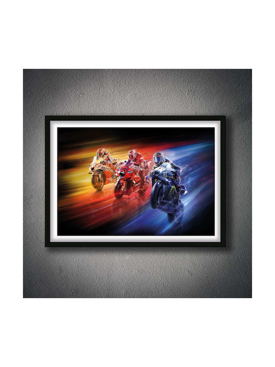 Poster Motogp Márquez Bagnaia Quartararo Gp024 40cm X 50cm Premium Μαύρο Ξύλινο Κάδρο