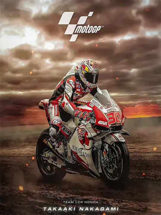 Poster Motogp Takaaki Nakagami Gp018 40cm X 50cm Premium Black Wooden Frame