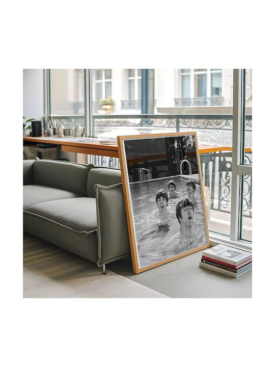 Music Poster Beatles Ms056 40cm X 50cm Premium Black Wooden Frame