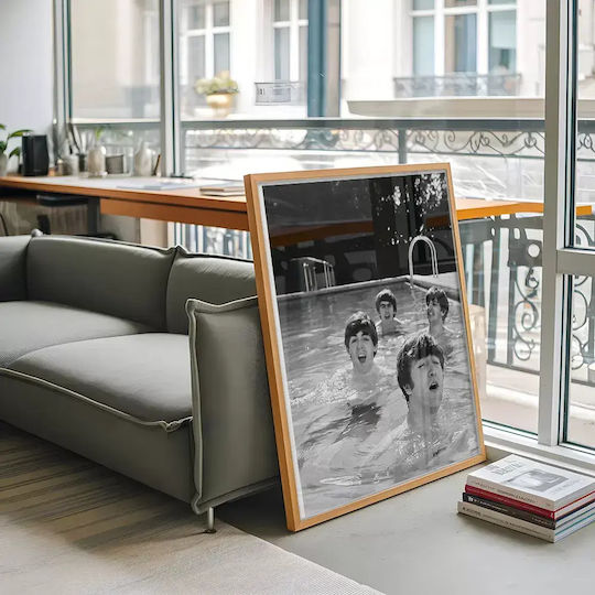 Music Poster Beatles Ms056 40cm X 50cm Premium Μαύρο Ξύλινο Κάδρο