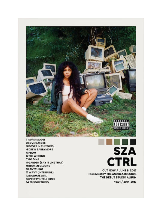 Music Poster Sza Ctrl Ms080 40cm X 50cm Premium Black Wooden Frame