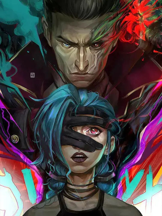 Gaming Poster Jinx & Silco Gm1116 40cm X 50cm Premium Μαύρο Ξύλινο Κάδρο
