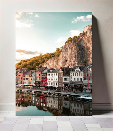 iLovePrints Πίνακες & Κάδρα Πολύχρωμα Σπίτια Δίπλα Στο Ποτάμι 100x150