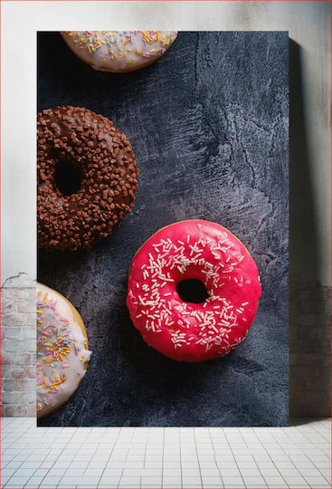 Πίνακας Colorful Donuts On A Dark Background Πολύχρωμα Ντόνατς Σκούρο Φόντο 70x100 Πίνακας Colorful Donuts On A Dark Background Πολύχρωμα Ντόνατς Σκούρο Φόντο 70x100