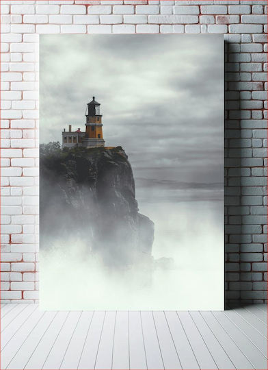 Misty Lighthouse On A Cliff Misty Lighthouse On A Cliff 1 σε Καμβά