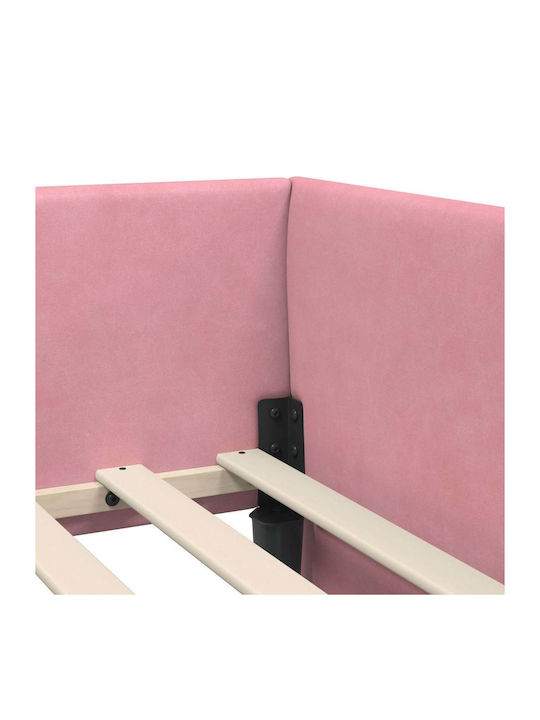 Ein Einzelbett Mit Samt Rosa Mit Lattenrost Und Matratze 90x200cm