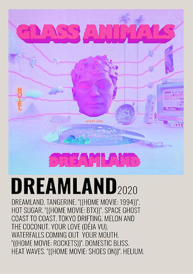 Плакат Музика Dreamland Glass Animals Ms544 40см Х 50см Кафява Дървена Рамка