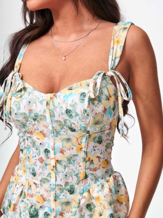 Set Dama Verde Menta Cu Pantaloni Floral