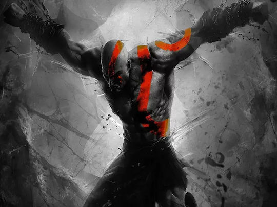 Gaming Poster God War Kratos Gm029 40cm X 50cm Μαύρη Ξύλινη Κορνίζα