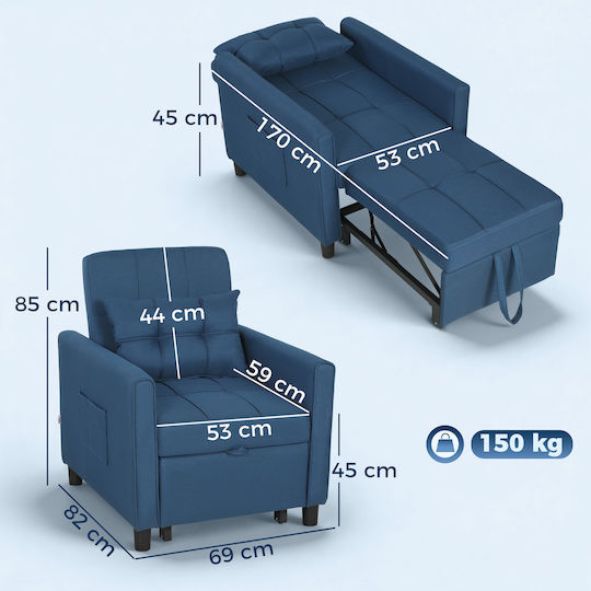 HomCom Relax Sessel Blau 69x82x85cm
