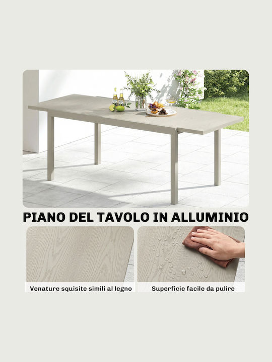 Outdoor Aluminum Extendable Table Light Gray 214x85x75cm