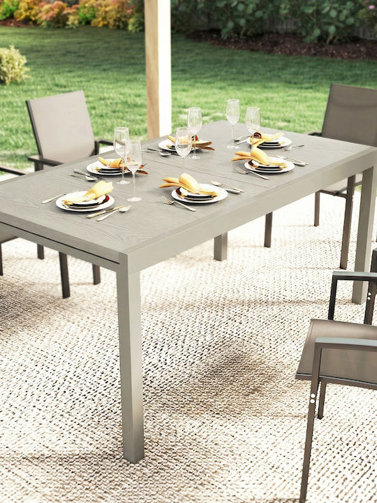 Outdoor Aluminum Extendable Table Light Gray 214x85x75cm