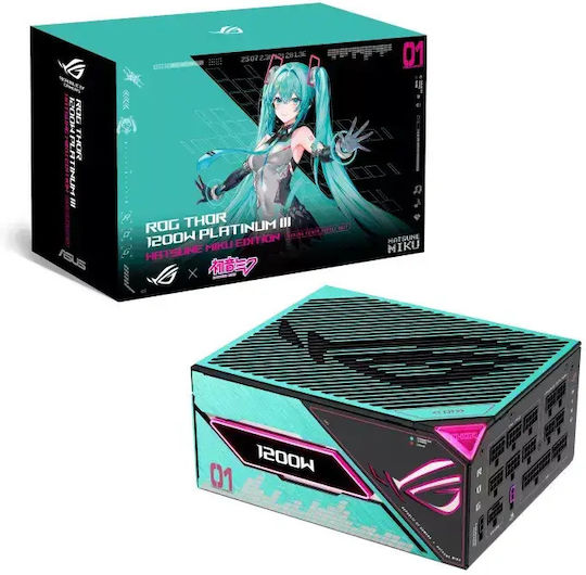 Asus ROG Thor Platinum III Hatsune Miku Edition 1200W Grünes Netzkabel Vollständig modulares 80 Plus Platin
