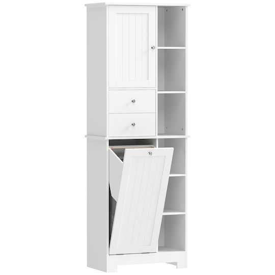 HomCom HomCom Badezimmerschrank für Wäscherei 60x28.8x171cm Weiß