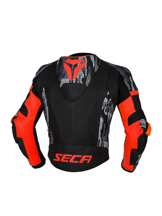 Seca SRS II Leather Men Riding Jacket 4 Seasons Fluo Red Camo Seca SRS II Leather Men Riding Jacket 4 Seasons Fluo Red Camo