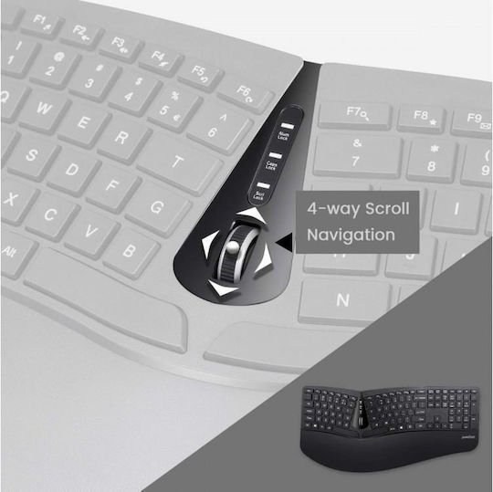 Perixx PERIDUO-605 - Ergonomic Ασύρματο Σετ Πληκτρολόγιο & Ποντίκι Αγγλικό US