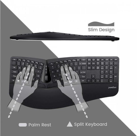 Perixx PERIDUO-605 - Ergonomic Ασύρματο Σετ Πληκτρολόγιο & Ποντίκι Αγγλικό US