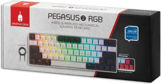 Spartan Gear Pegasus 2 Wireless Gaming Mechanical Keyboard 65% with RGB lighting (English US) White/Grey