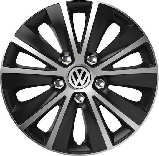 Versaco Auto Radkappen Set Rapide NC mit Marke VW 4Stück 15" Silber