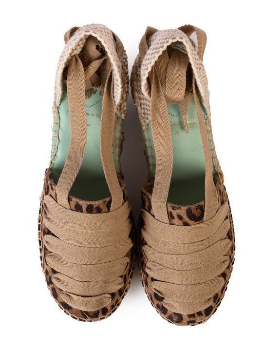 Sommer Damenplattformen im Stil Espadrilles Beige