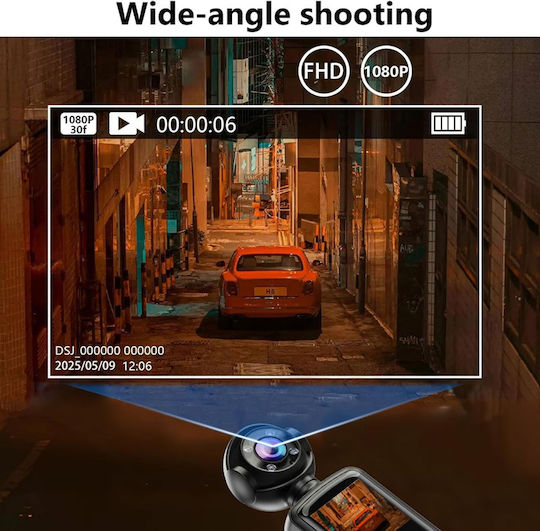 017215 Action Camera Full HD (1080p) με Οθόνη Μαύρη