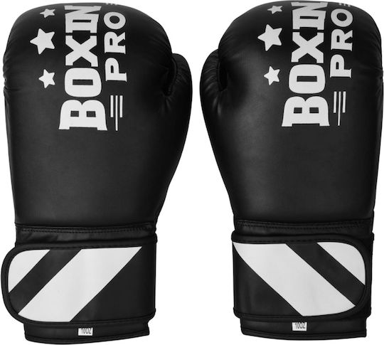Boxing Pro Boxing Gloves Made of Synthetic Leather for Competition Black