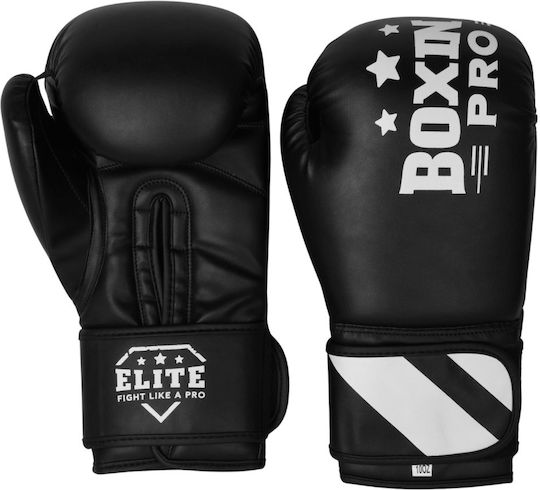 Boxing Pro Boxing Gloves Made of Synthetic Leather for Competition Black