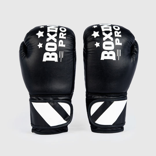Boxing Pro Boxing Gloves Made of Synthetic Leather for Competition Black