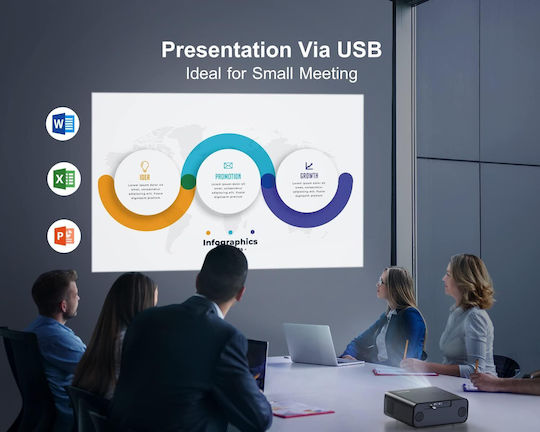 Wimius P62 Projector LCD Full HD με Wi-Fi και Ενσωματωμένα Ηχεία