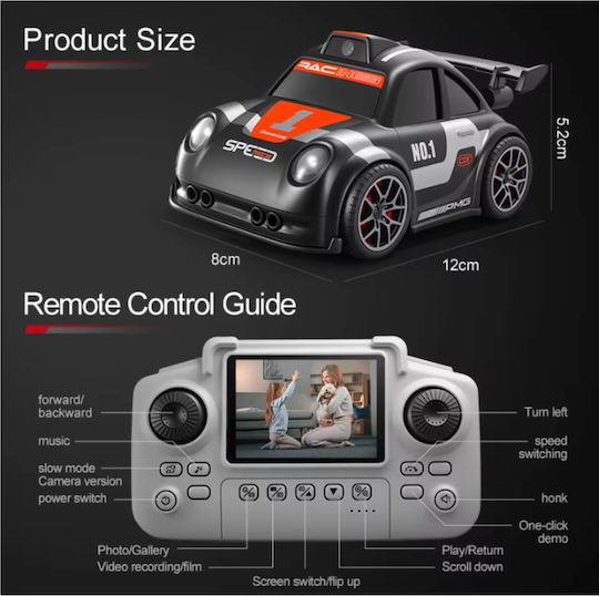 Kalaxio Mini RC Drift Racing Car Remote Control Drift Car FPV WiFi with Memory Card and Remote Control White with Camera