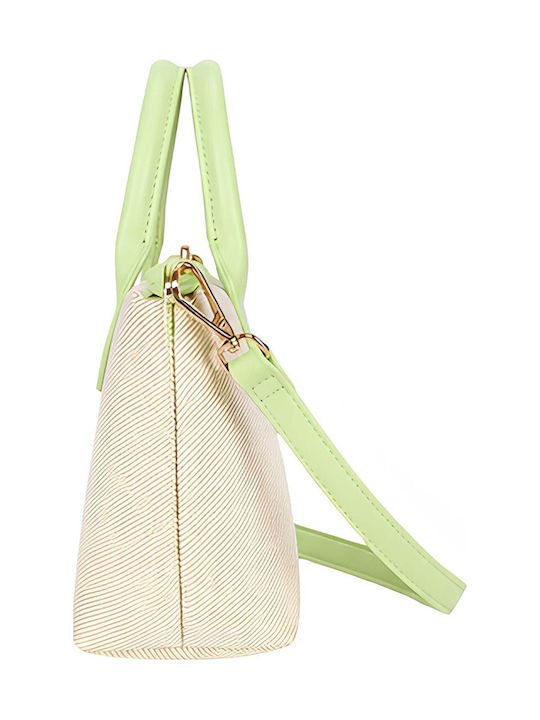Gallantry Mini Canvas Tote Handbag Women Leather Effect Shoulder Strap Green