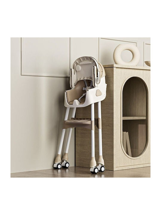 Alista Home Scaun Înalt De Masă Bebe Pliabil 3 În 1 Cu Înălțime Reglabilă Ecru