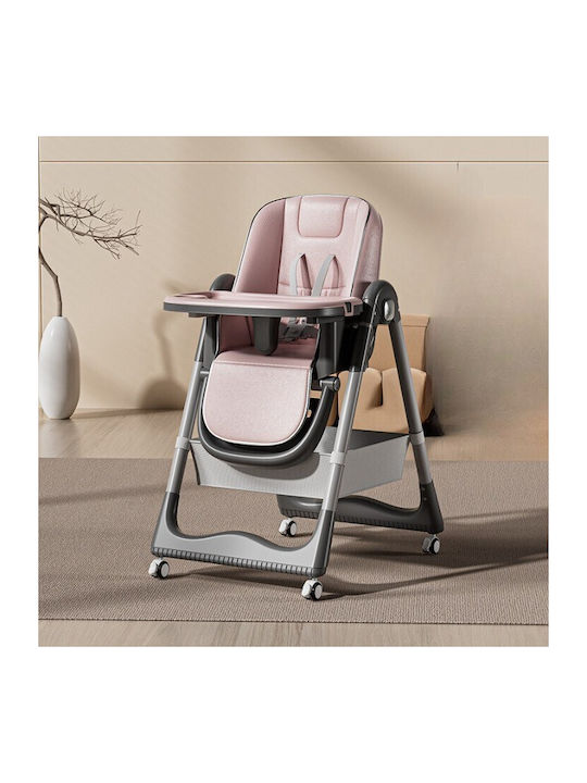 Alista Home Scaun De Masă Pliabil 3 În 1 Cu Înălțime Reglabilă Roz