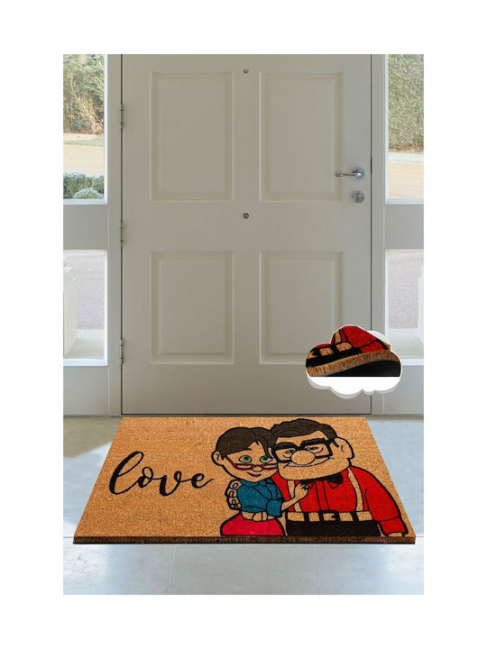 SteweHome SteweHome Red Coconut Tree Doormat with Non-Slip Underlay 60x40cm