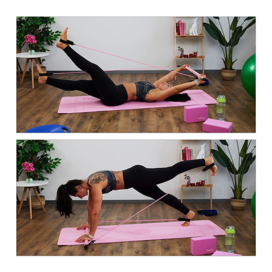 Relaxdays Pedale Expander Fitness Roz Negru 86x3x91 Cm