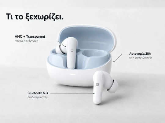 Swissten ANC Focus In-Ear Bluetooth-Freisprecheinrichtung Kopfhörer mit Ladeetui Weiß