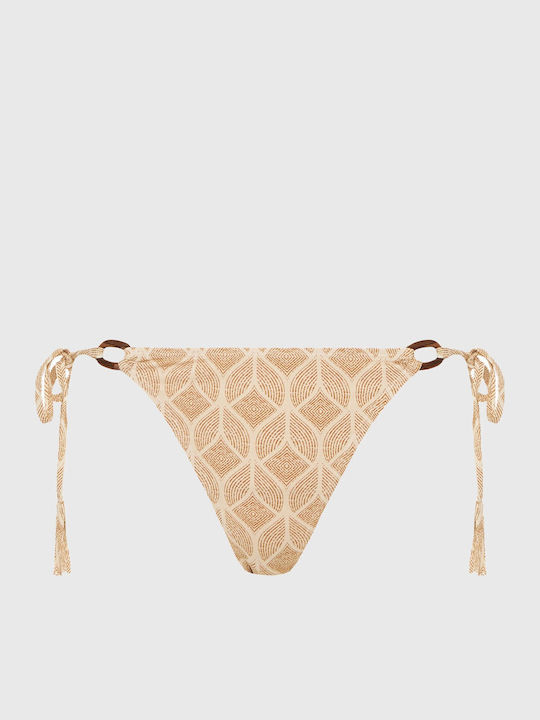 Slip Bikini cu Șnur Bej