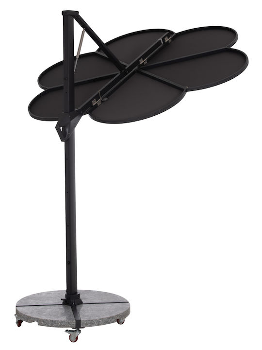 Professional Floor Parasol Circular Aluminum Cannopy Cannopy Gray with Base Φ2.665m