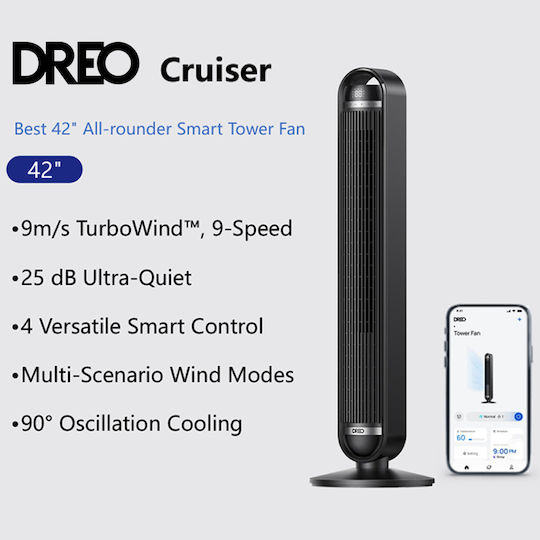 Dreo Cruiser Ventilator Tip Turn Cu Telecomandă Negru