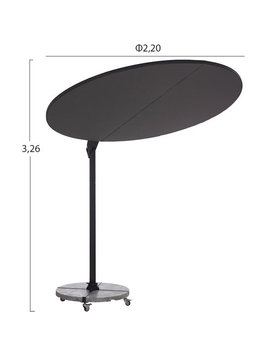 Professioneller Hängender Rundschirm aus Aluminium Cannopy Cannopy Grau Φ2,665xΥ2,66m