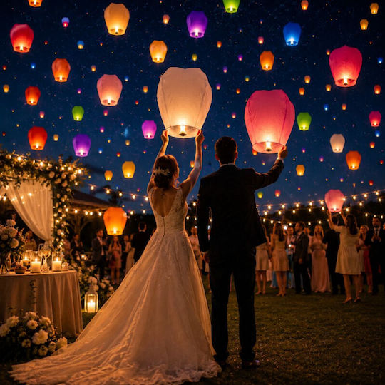 Colored Flying Lanterns Set 10 Classic Pieces