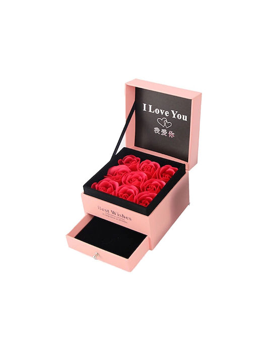 Cutie Accesorii "Love Wishes" Sertar Trandafiri Săpun Noi Card Felicitare Geantă Cadou Roz