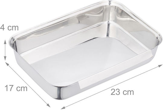 Set Serving Trays Breaded Dishes Relaxdays Made Stainless Steel Silver 4x23x17 Cm